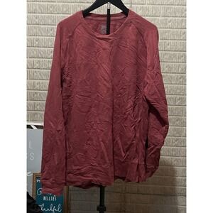 Long Sleeve Crew Neck Top Basic Everyday Casual Maroon Pullover‎